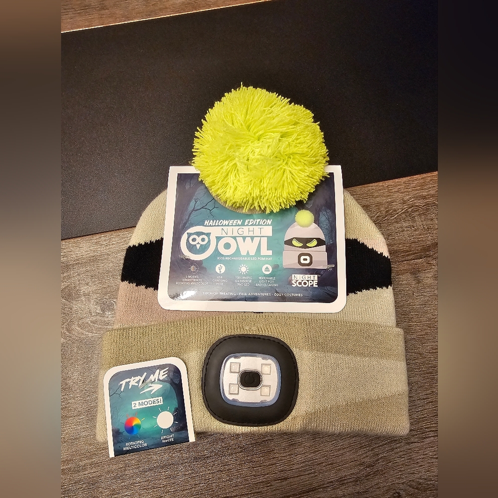 Night Owl Halloween edition beanie with LED Light